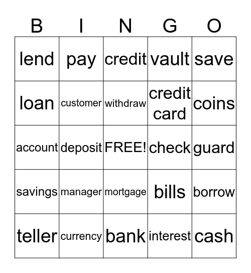 BANKING Bingo Card