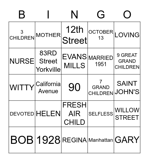 HAPPY BIRTHDAY Bingo Card