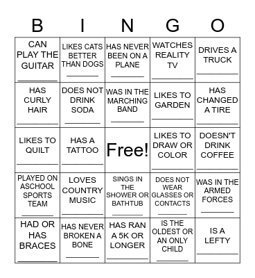 Get-To-Know-You BINGO Find someone who... Bingo Card