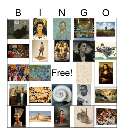 Art Bingo 1st Grade Bingo Card