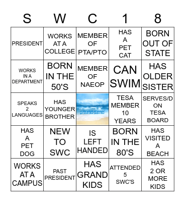 TESA Bingo Card
