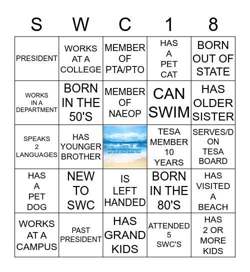 TESA Bingo Card