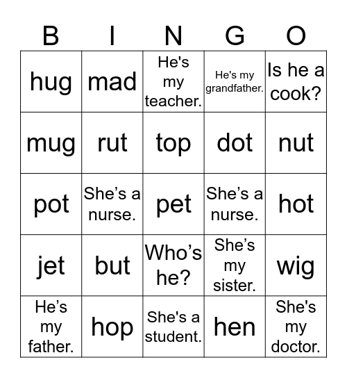 L3~L4 Bingo Card