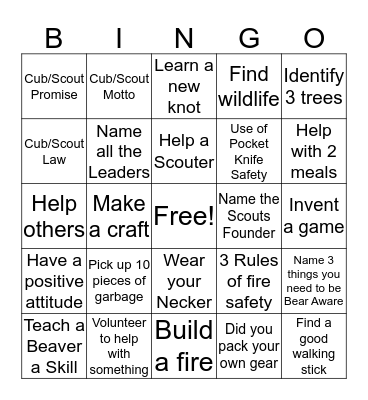 Good Deed Bingo Card