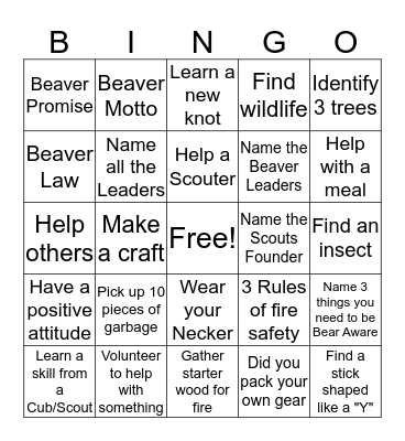 Good Deed Bingo Card