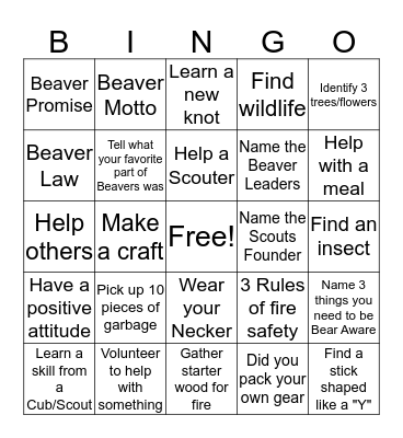 Good Deed Bingo Card