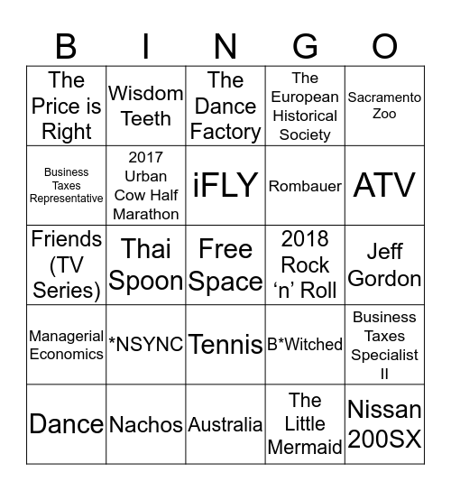 Krystle's Bridal Shower BINGO Card