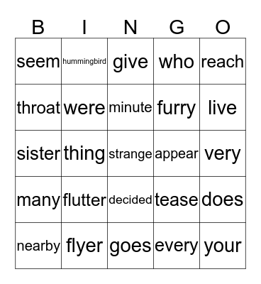 Wordlist 14 Bingo Card