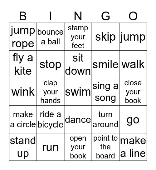 Commands Bingo Card