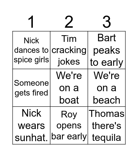 Company Event 2018 Bingo Card