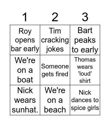 Company Event 2018 Bingo Card