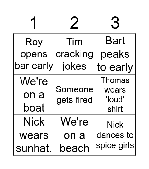 Company Event 2018 Bingo Card