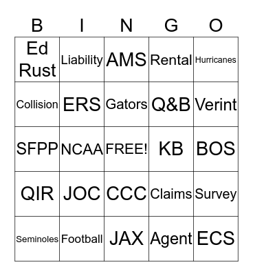 CCC BINGO Card