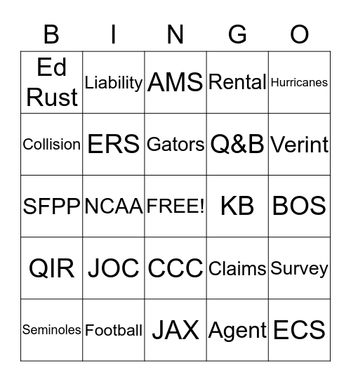 CCC BINGO Card