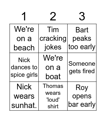 Company Event 2018 Bingo Card