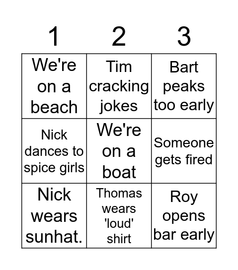 Company Event 2018 Bingo Card