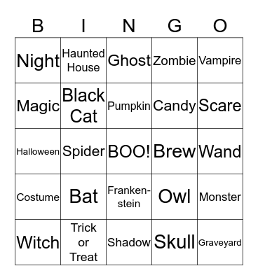 Halloween Fun Bingo Card