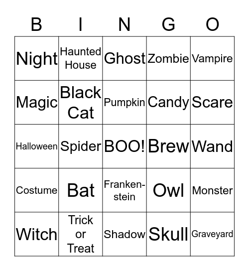 Halloween Fun Bingo Card