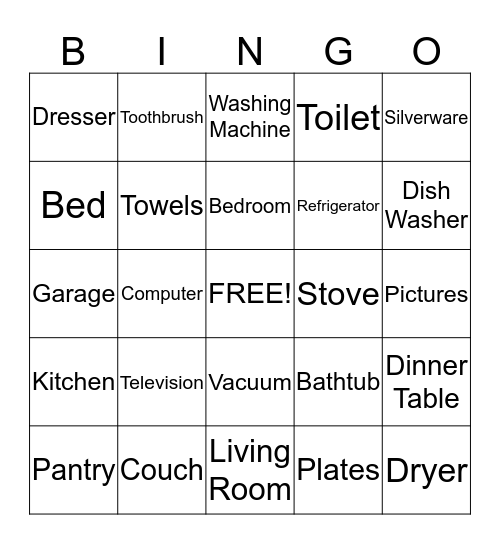 House Warming  Bingo Card