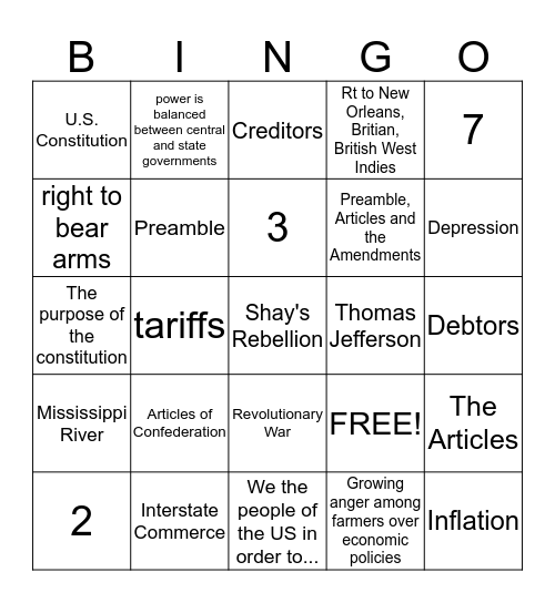 Constitution - Preamble (Part1) Bingo Card