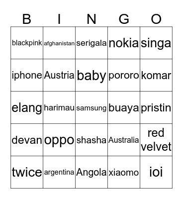 KINANIEEEE Bingo Card