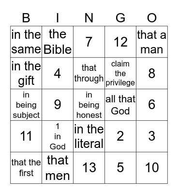 Bingo Card