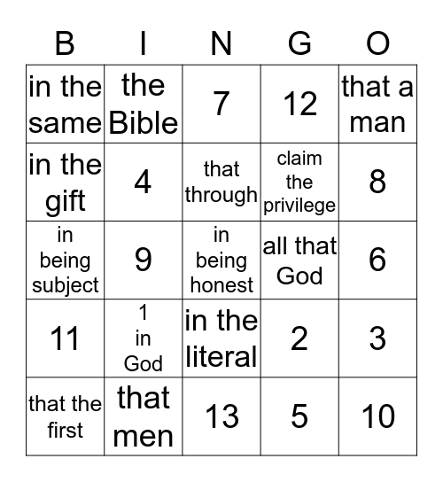Bingo Card