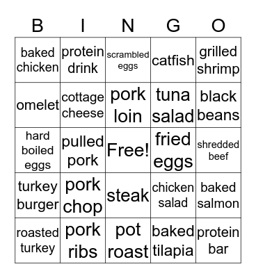 Protein Bingo  Bingo Card
