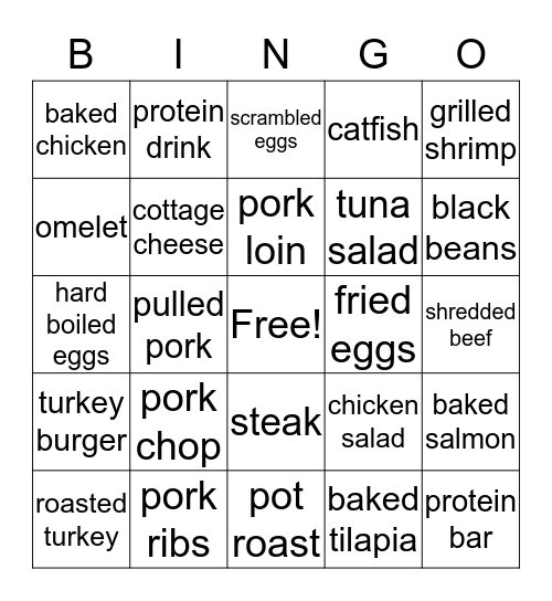 Protein Bingo  Bingo Card
