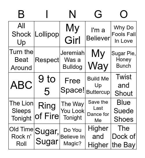 TRADITIONS MUSIC Bingo Card
