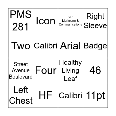 Branding Book Bingo Card