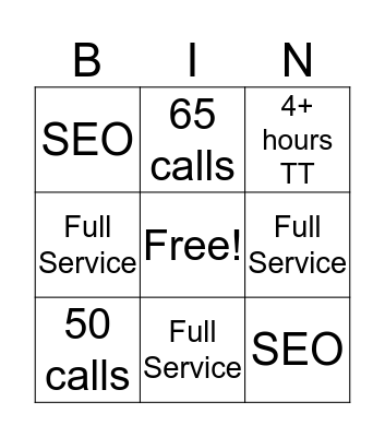 Sales Bingo Card