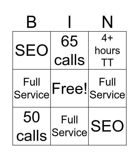 Sales Bingo Card