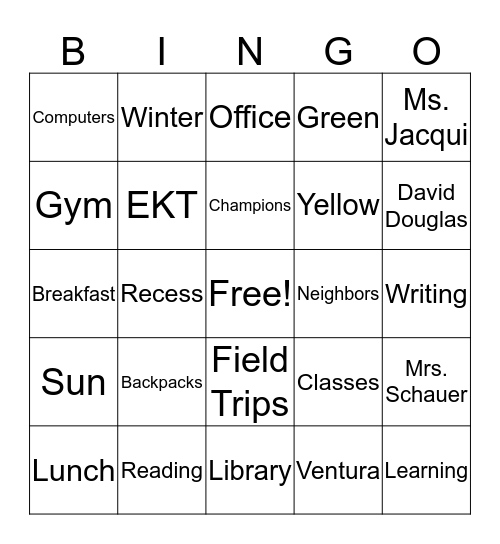 Ventura Park  Bingo Card