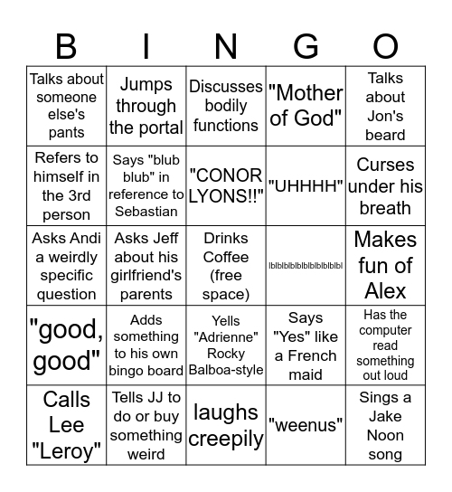 Gregisms 2.0 Bingo Card