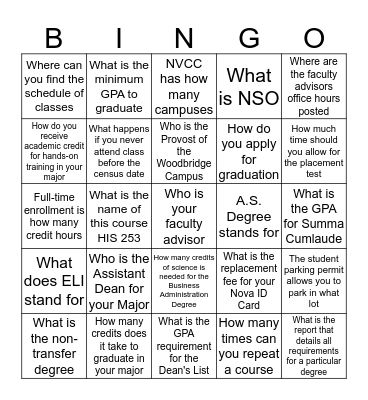 BUSINESS & SOCIAL SCIENCE OPEN HOUSE  Bingo Card
