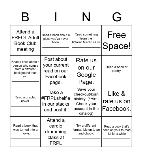 Summer Reading Bingo 2018 ~ Libraries Rock Bingo Card