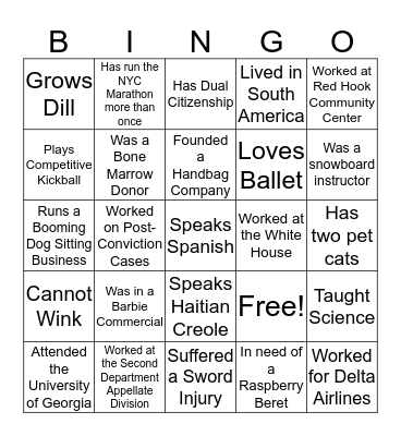 INTERN BINGO Card