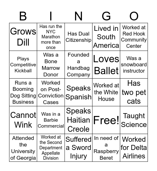INTERN BINGO Card