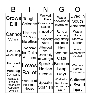 INTERN BINGO Card