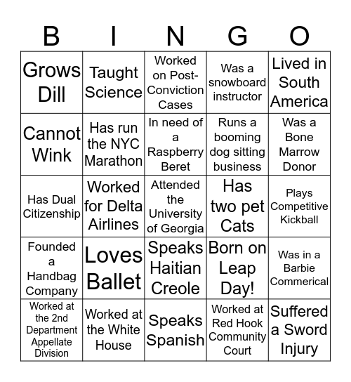 INTERN BINGO Card