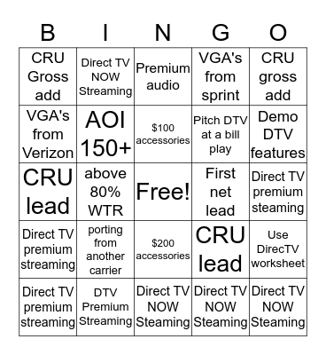 June Competition Bingo Card