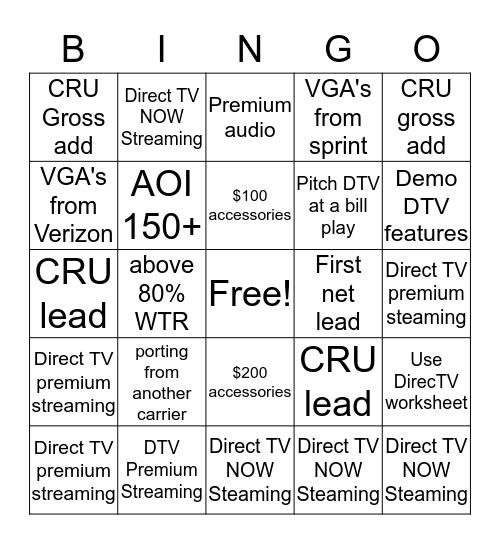 June Competition Bingo Card