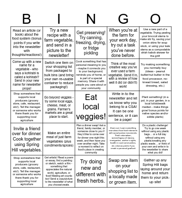 Spring Hill Bingo Card