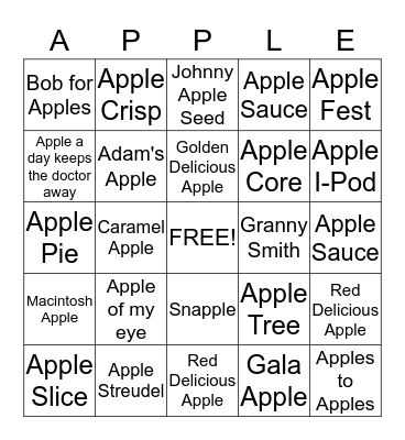 APPLE BINGO Card