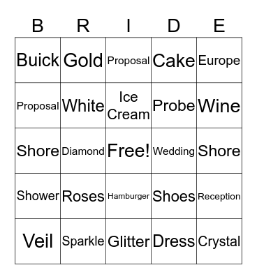 Crystals Shower -  June 30, 2018 Bingo Card