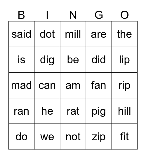 We Can Read! Bingo Card
