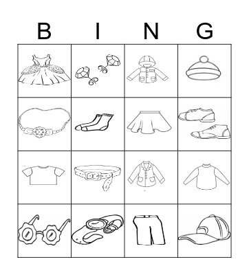 Clothes Bingo Card