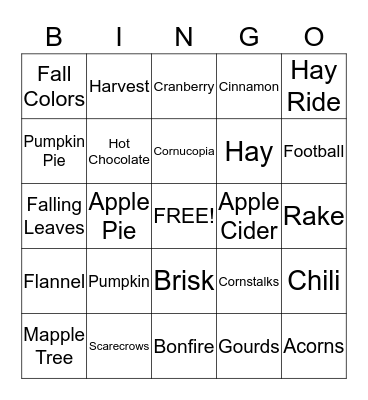 Fall Harvest Bingo  Bingo Card