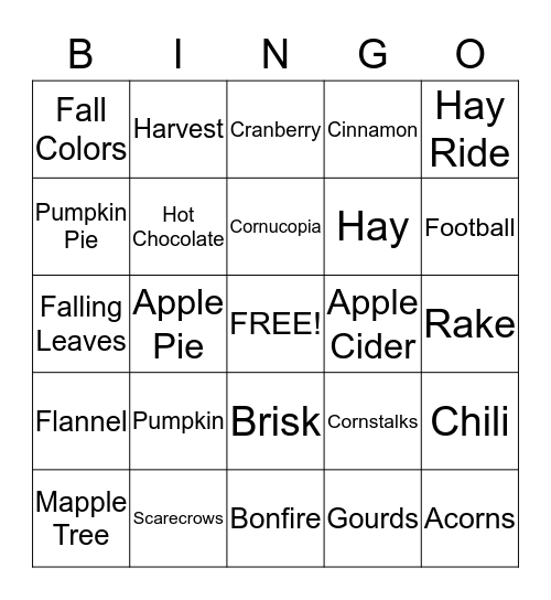 Fall Harvest Bingo  Bingo Card